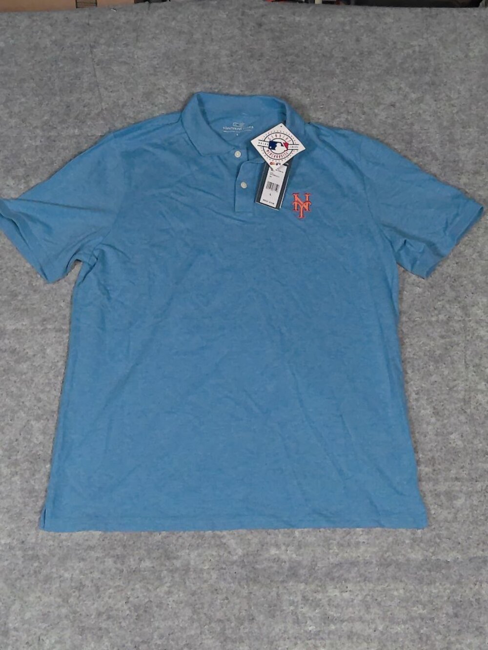 Vineyard Vines New York Mets Polo Shirt Mens L NWT MLB Dockside Blue Golf Shirt